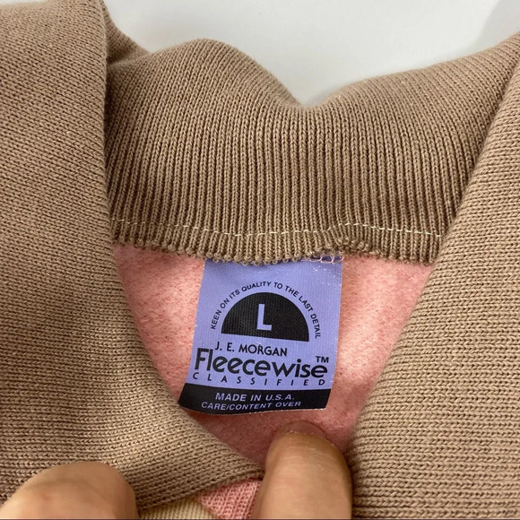 Vintage Sweatshirt Lace Collar Large Grannycore Grandma Cottagecore Pink Tan - Picture 5 of 6